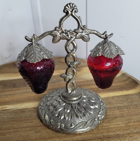 Other - Vintage Silver Strawberry Glowing Salt And Pepper